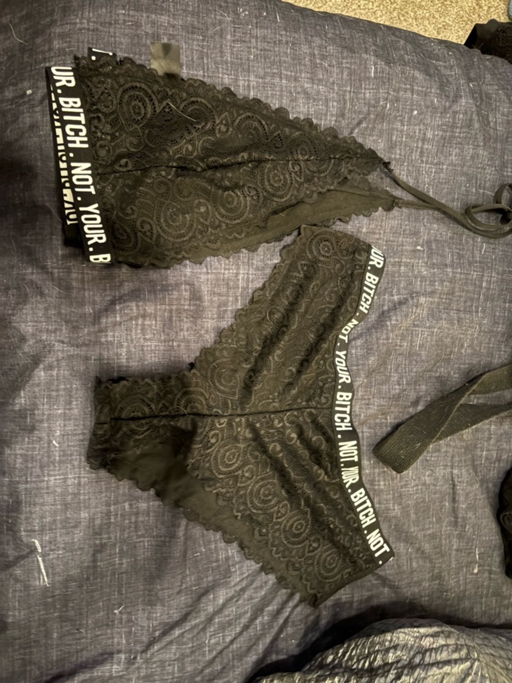 Vibe Black Lace Bralette with White Logo Band